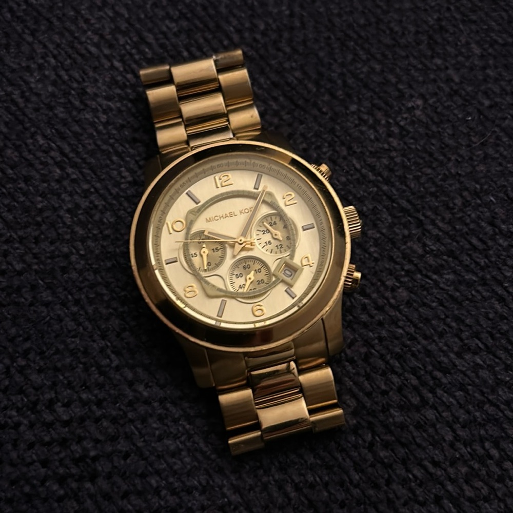 Michael Kors Oversized Gold Tone Runway Watch
